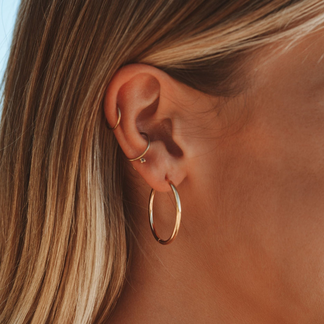 Stylish Thin Hoop Earrings - Lira-M-Gold-Nora Luxe