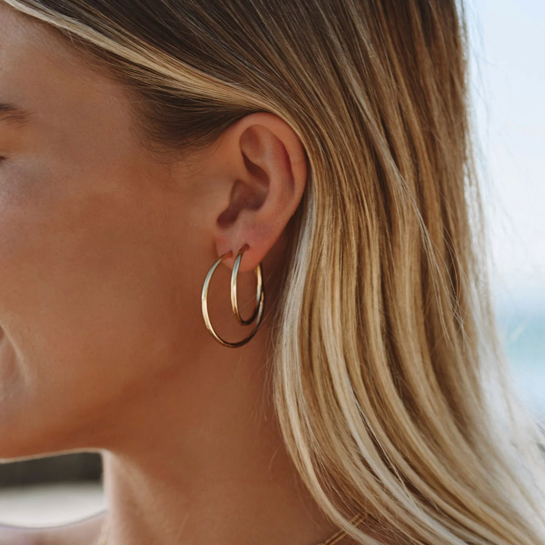 Stylish Thin Hoop Earrings - Lira-M-Gold-Nora Luxe