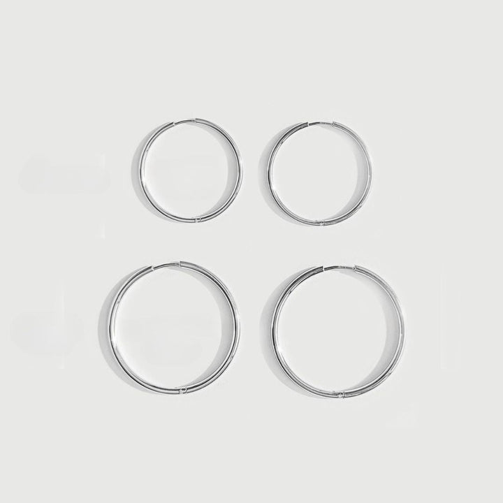 Stylish Thin Hoop Earrings - Lira-M-Silver-Nora Luxe