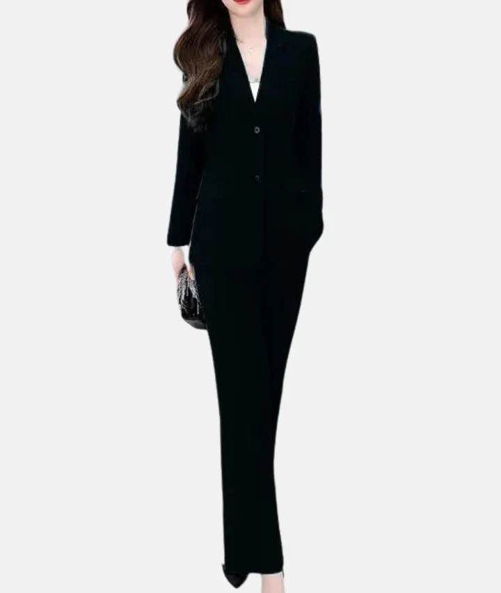 Stylish Trouser Suit with Tailored Blazer - Isabella-Black-S-Nora Luxe