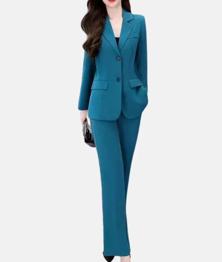 Stylish Trouser Suit with Tailored Blazer - Isabella-Blue-S-Nora Luxe