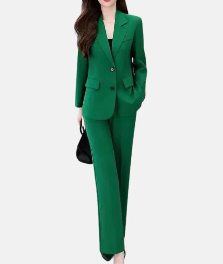 Stylish Trouser Suit with Tailored Blazer - Isabella-Green-S-Nora Luxe