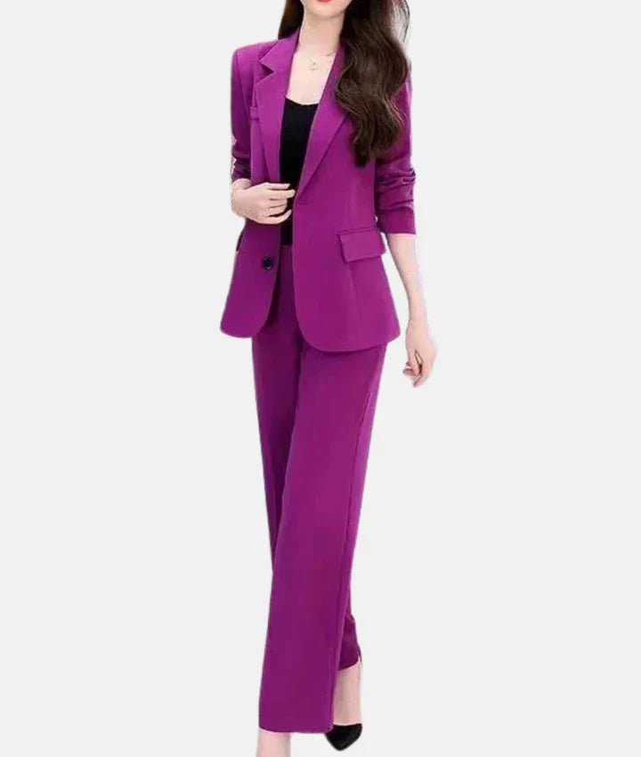 Stylish Trouser Suit with Tailored Blazer - Isabella-Purple-S-Nora Luxe