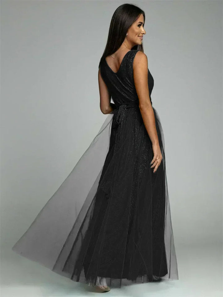 Stylish V-Neck Dress - Mindy-Black-S-Nora Luxe