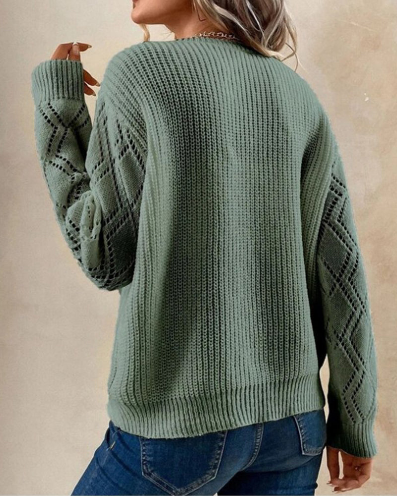 Stylish V-neck Sweater - Selena-Green-S-Nora Luxe