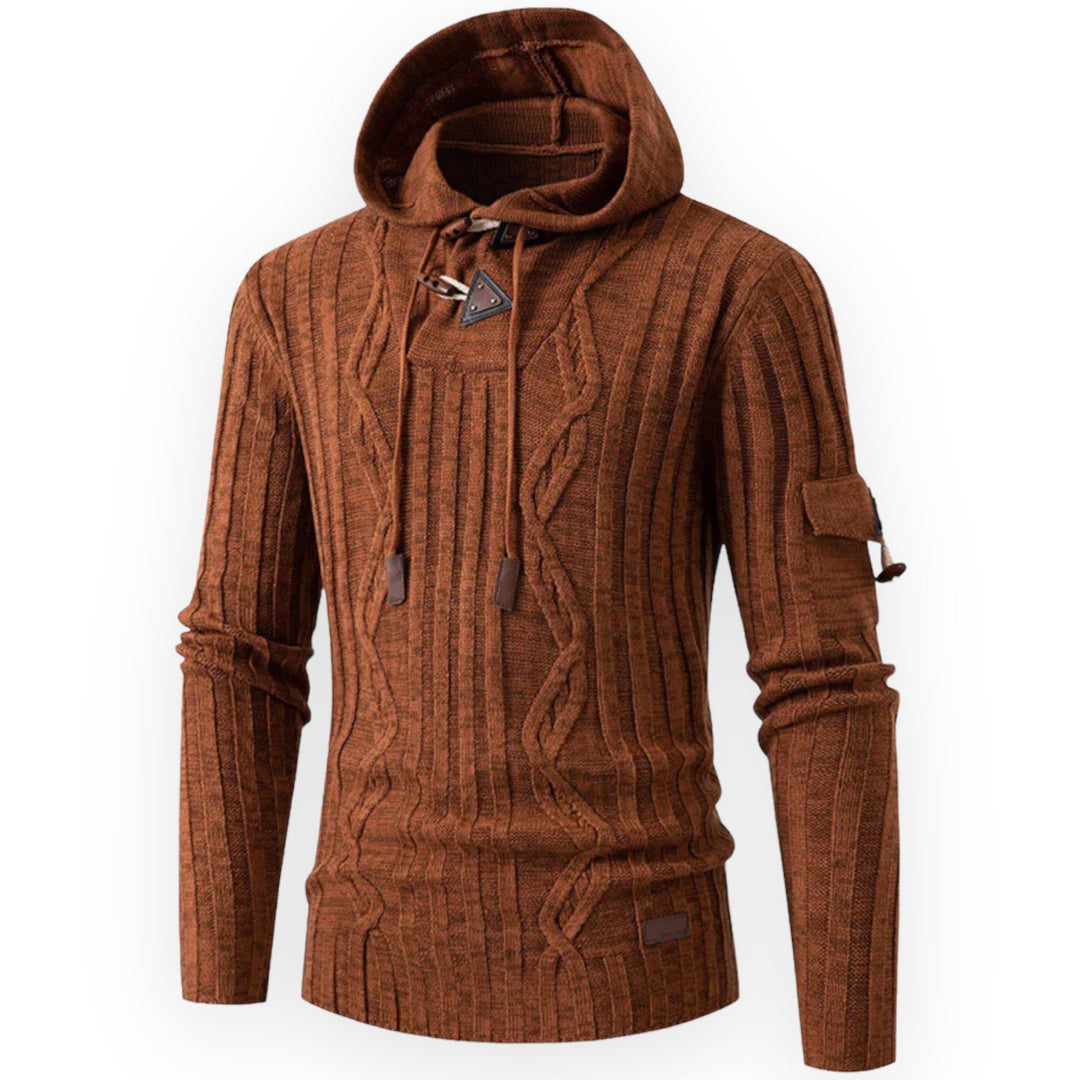 Stylish Warm Fleece Hoodie for Men - AlpineTrail-Brown-S-Nora Luxe