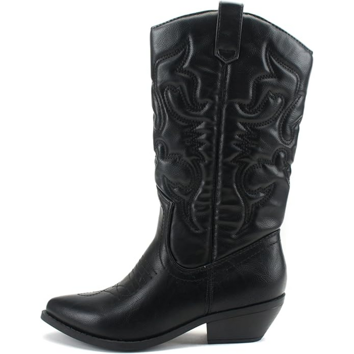 Stylish Western Pointed Cowboy Boots - Gracia-Black-3.0-Nora Luxe