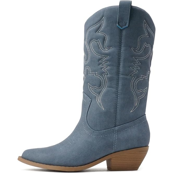 Stylish Western Pointed Cowboy Boots - Gracia-Blue Denim-3.0-Nora Luxe