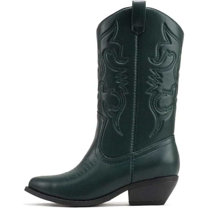 Stylish Western Pointed Cowboy Boots - Gracia-Green-3.0-Nora Luxe