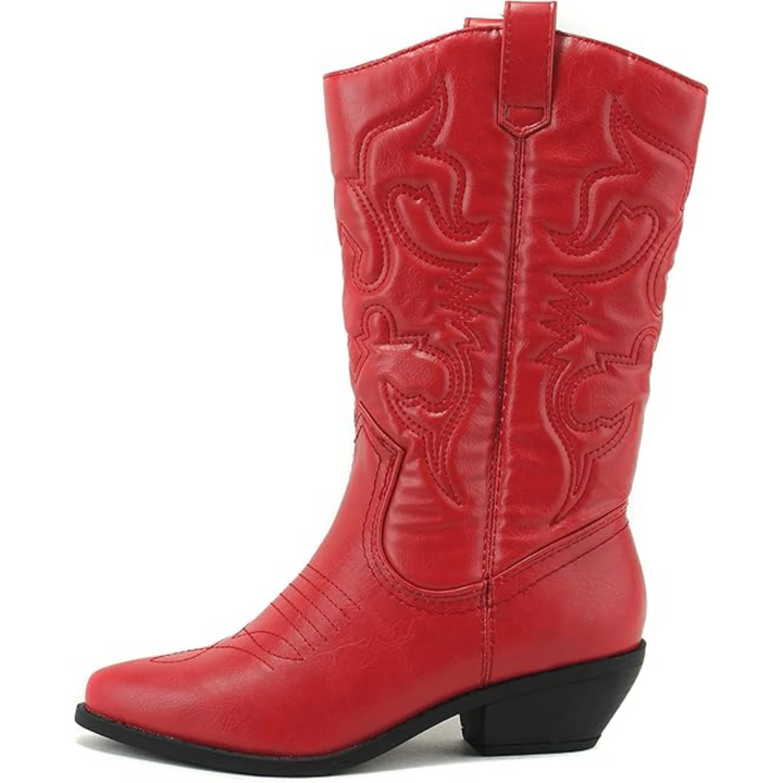 Stylish Western Pointed Cowboy Boots - Gracia-Red-3.0-Nora Luxe