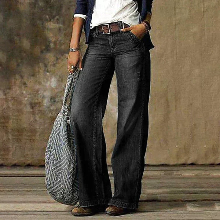 Stylish Wide Denim Trousers - NovaDenim-Dark grey-S-Nora Luxe