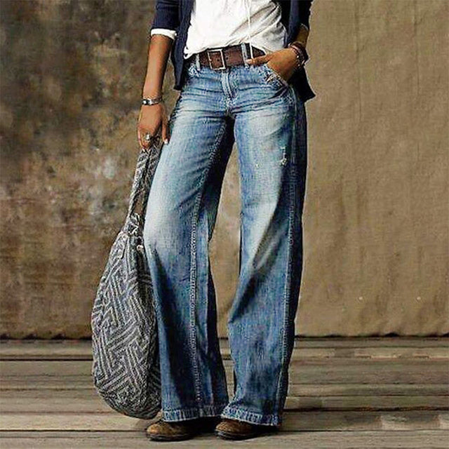 Stylish Wide Denim Trousers - NovaDenim-Light blue-S-Nora Luxe
