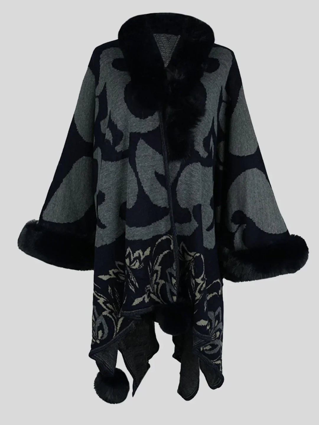 Stylish Winter Poncho for Women - Elora-Black-S-Nora Luxe