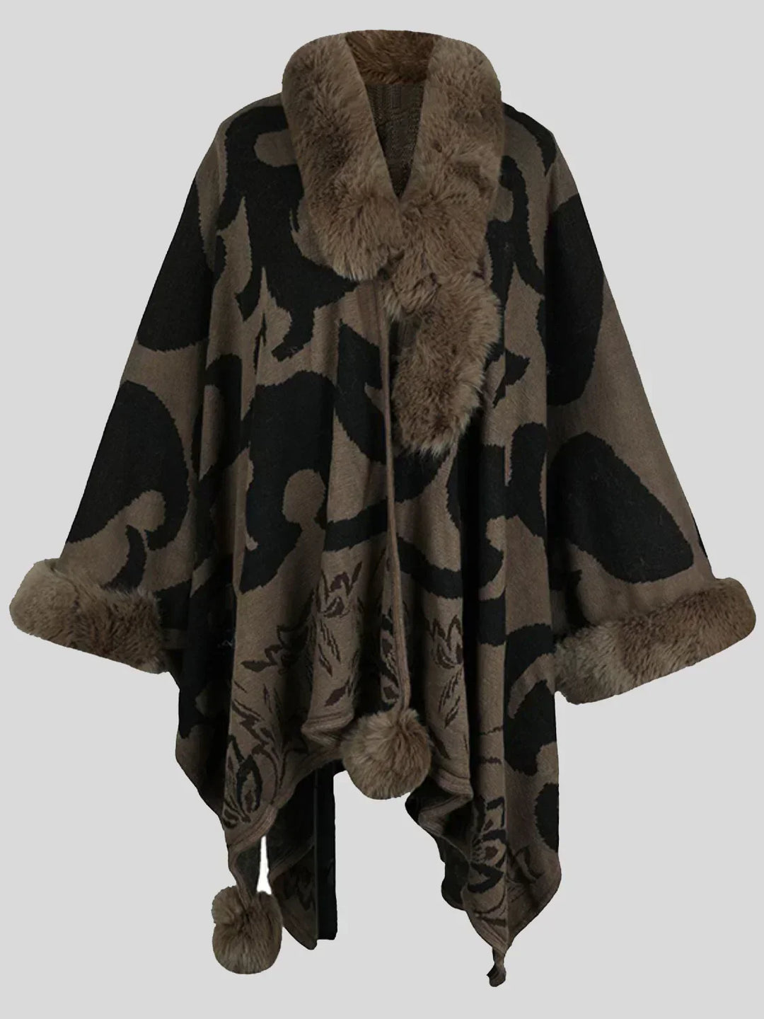 Stylish Winter Poncho for Women - Elora-Brown-S-Nora Luxe
