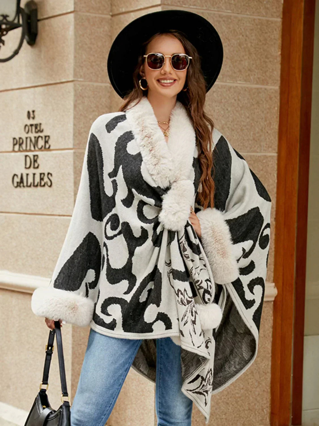 Stylish Winter Poncho for Women - Elora-White-S-Nora Luxe