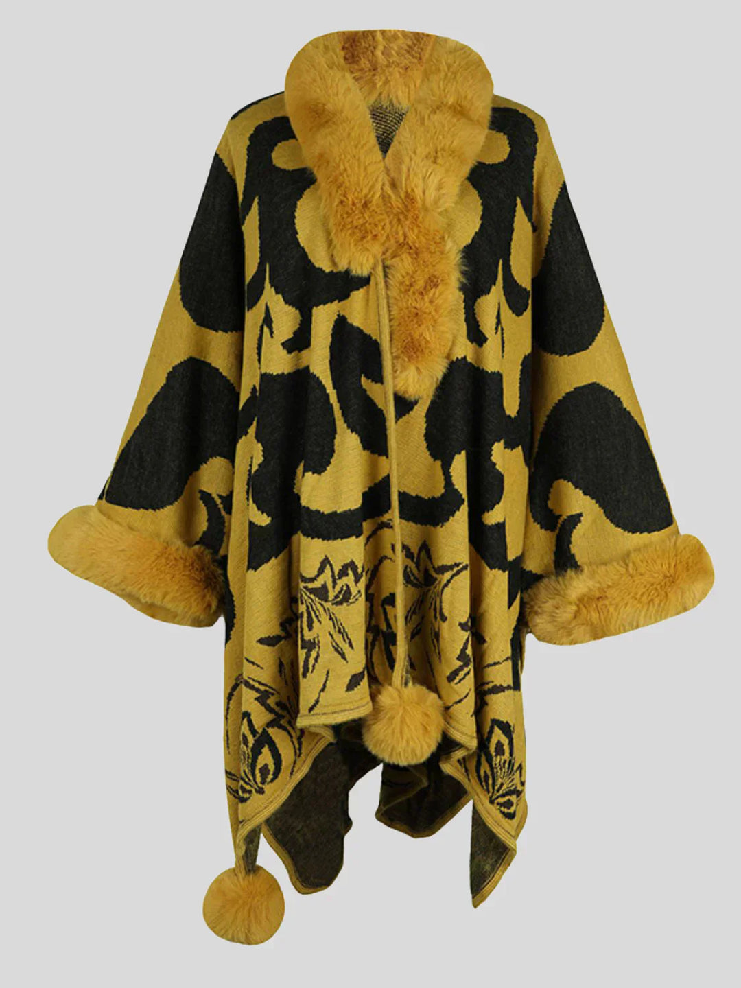 Stylish Winter Poncho for Women - Elora-Yellow-S-Nora Luxe