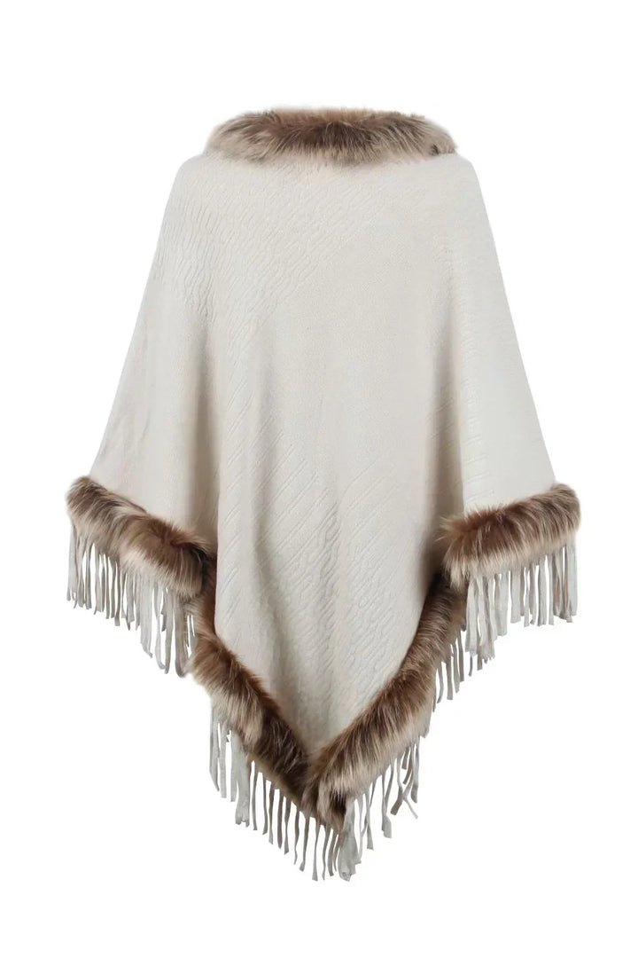 Stylish Winter Poncho for Women - Sophie-Beige-S-Nora Luxe