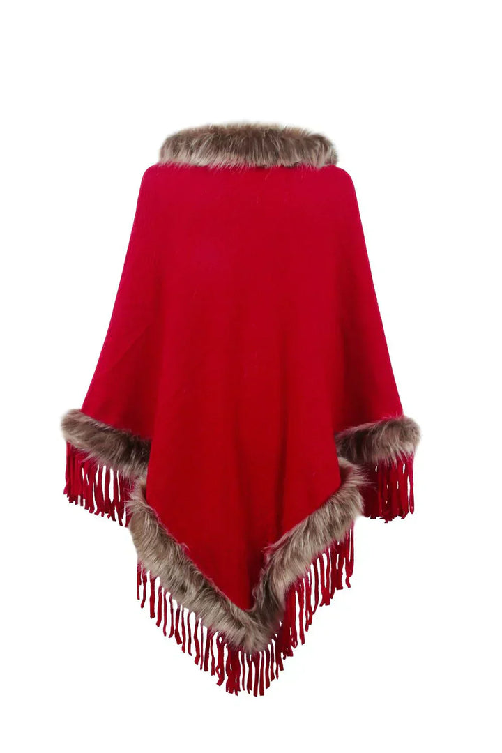 Stylish Winter Poncho for Women - Sophie-Red-S-Nora Luxe