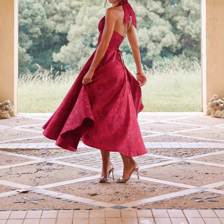 Stylish Women's A-Line Cocktail Dress with Deep V-Neck – Liora-Black-M-Nora Luxe