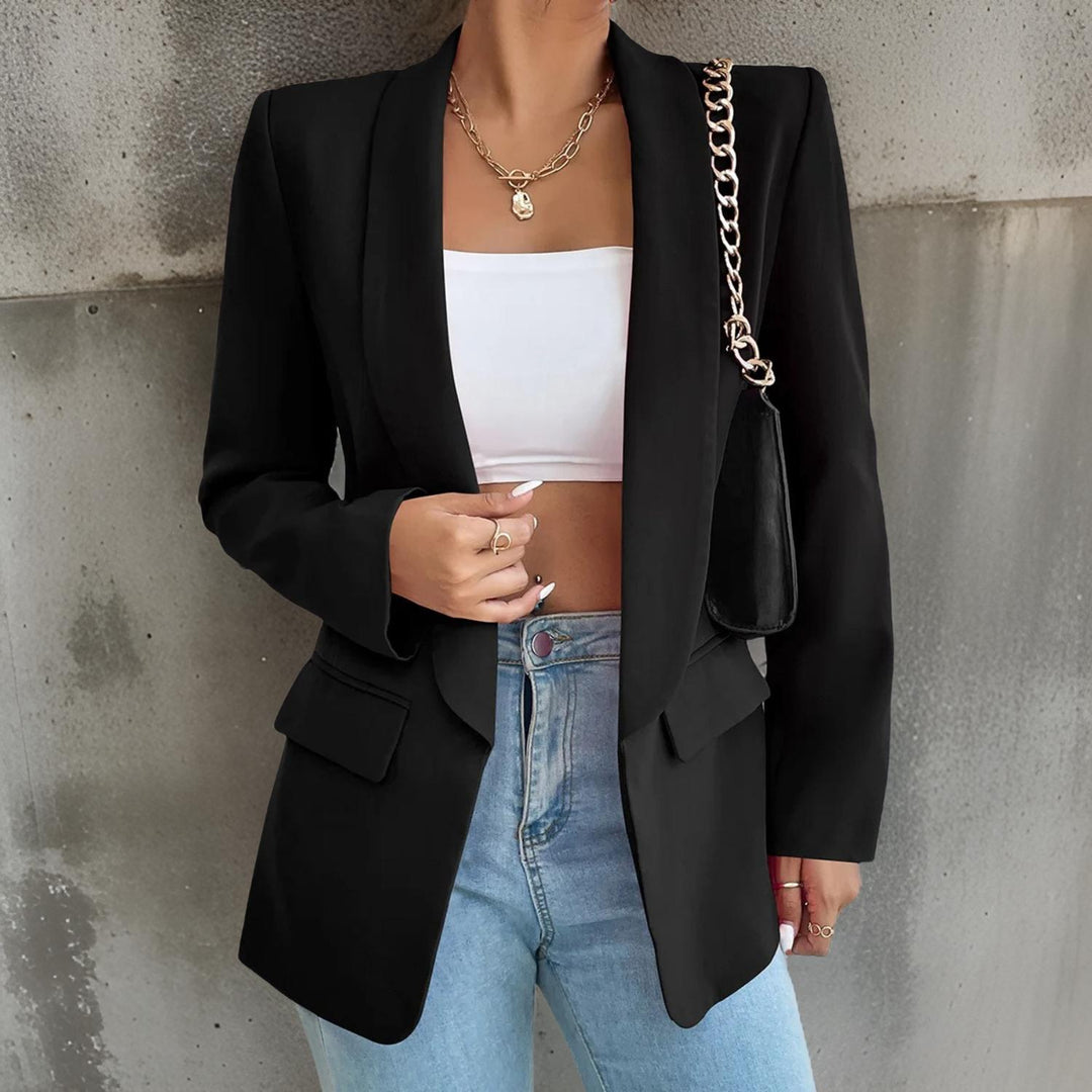 Stylish Women's Blazer in Polyester-Cotton - SophieBlaze-Black-S-Nora Luxe