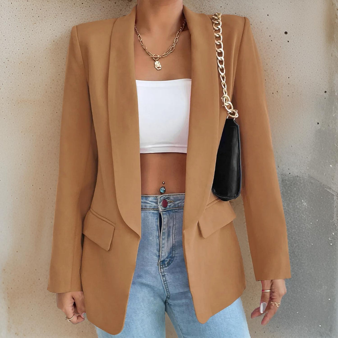 Stylish Women's Blazer in Polyester-Cotton - SophieBlaze-Dark brown-S-Nora Luxe