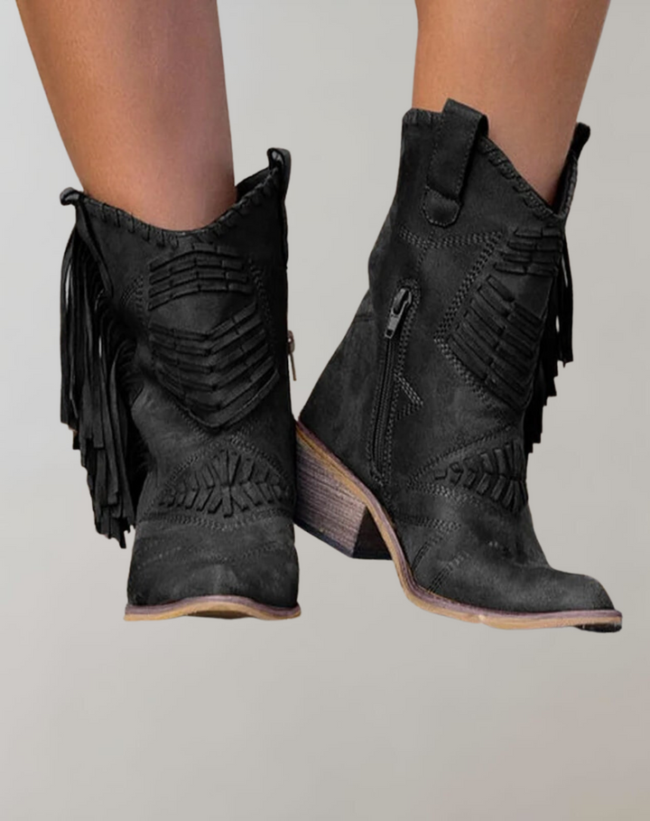 Stylish Women's Boots with Tassels - Selena-Black-3.0-Nora Luxe