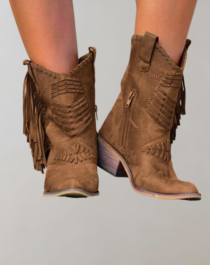 Stylish Women's Boots with Tassels - Selena-Brown-3.0-Nora Luxe