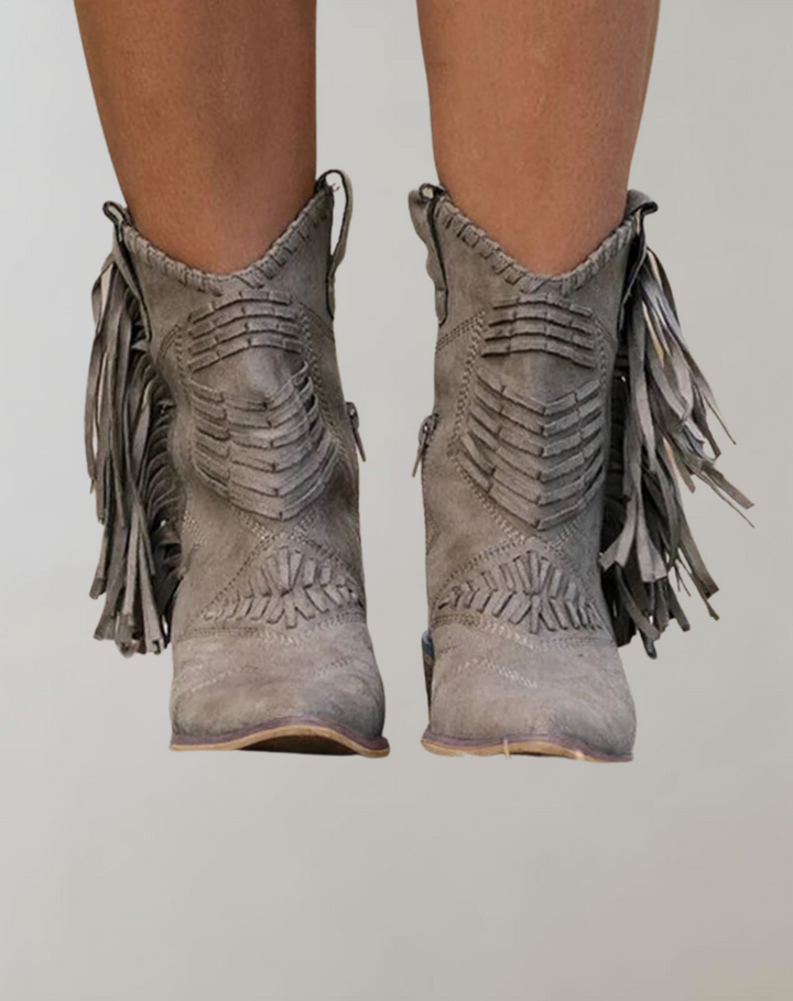 Stylish Women's Boots with Tassels - Selena-Gray-3.0-Nora Luxe