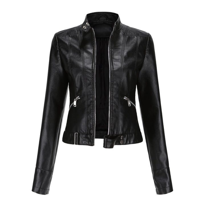 Stylish women's leather jacket in classic design – Marlene-Black-M-Nora Luxe