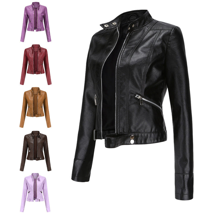 Stylish women's leather jacket in classic design – Marlene-Black-S-Nora Luxe