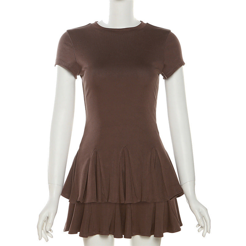 Stylish women's mini dress with peplum and round neckline – Nayeli-S-Nora Luxe