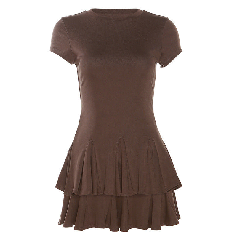 Stylish women's mini dress with peplum and round neckline – Nayeli-S-Nora Luxe