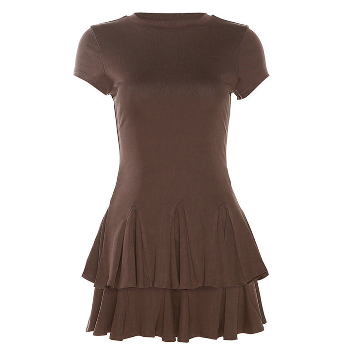 Stylish women's mini dress with peplum and round neckline – Nayeli-S-Nora Luxe