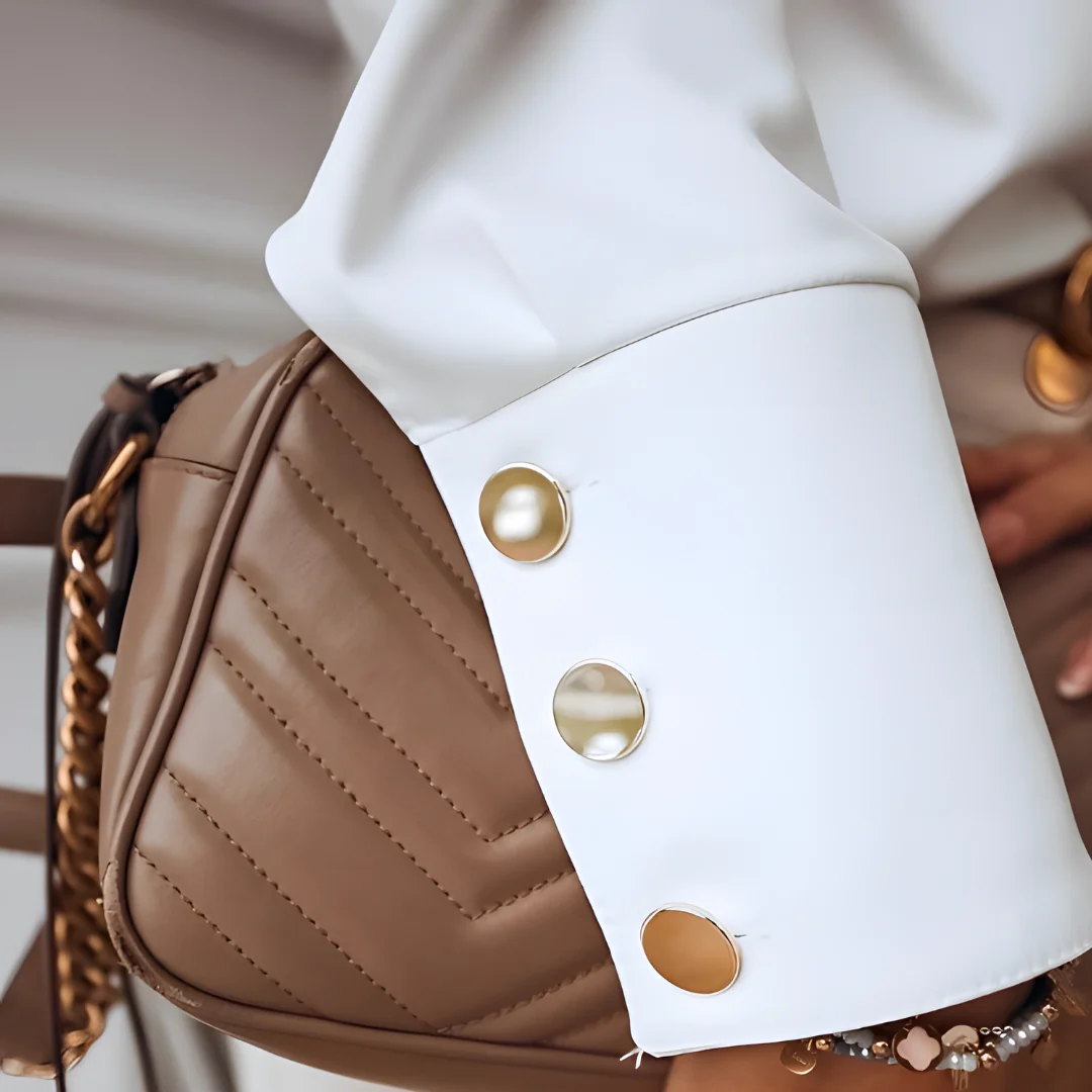 Stylish women's shirt with button placket & classic collar – Norea-White-S-Nora Luxe