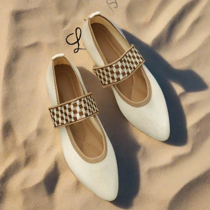 Stylish women's summer shoes with a pointed toe - Lina-4-Beige-Nora Luxe