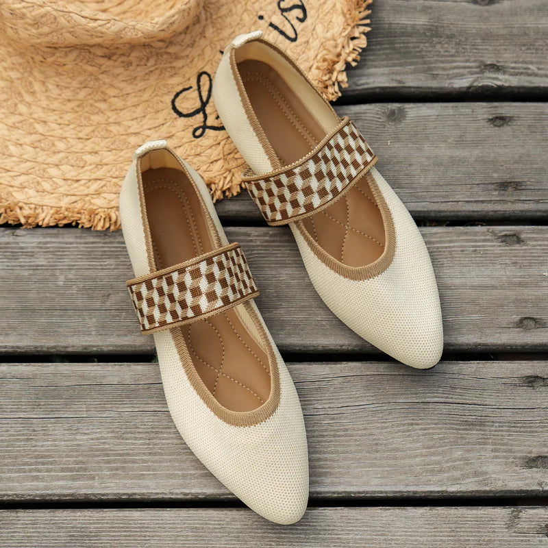 Stylish women's summer shoes with a pointed toe - Lina-4-Beige-Nora Luxe