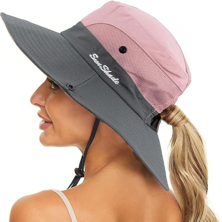 Stylish women's UV protection sun hat with a wide brim – Livia-Pink-Nora Luxe