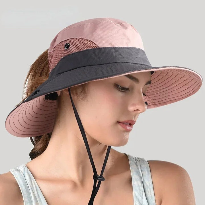 Stylish women's UV protection sun hat with a wide brim – Livia-Pink-Nora Luxe