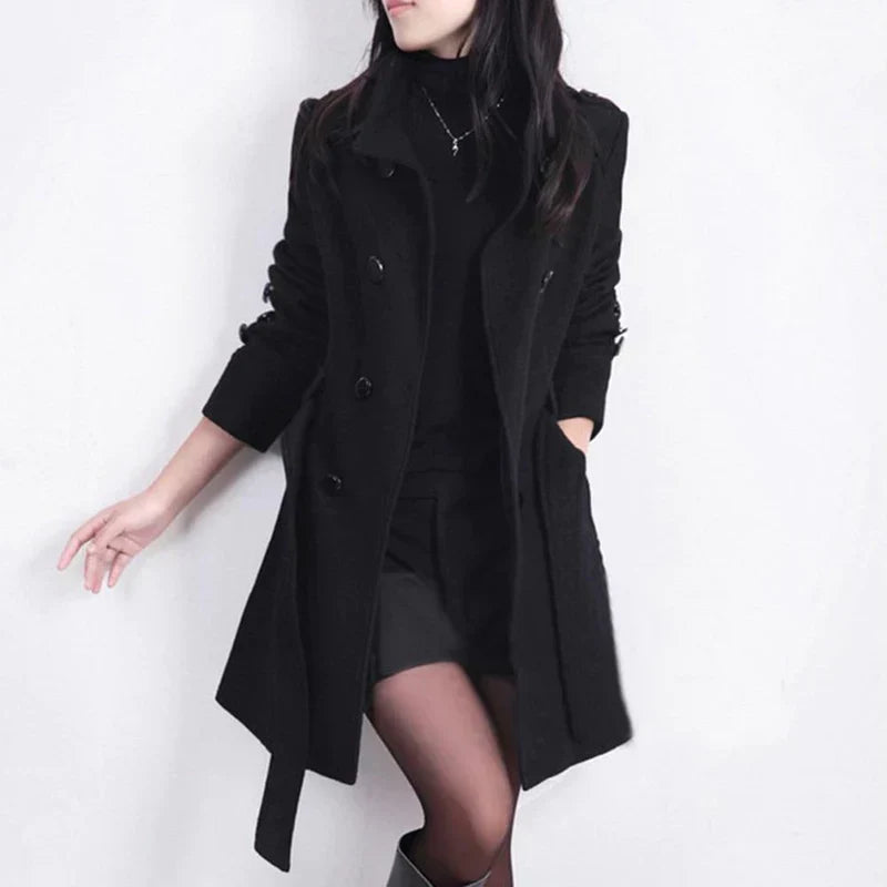 Stylish Women's Winter Coat with Belt - Sophie-Black-M-Nora Luxe