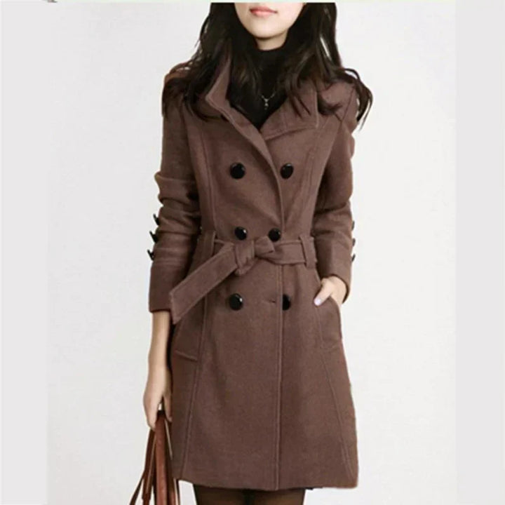 Stylish Women's Winter Coat with Belt - Sophie-Brown-M-Nora Luxe