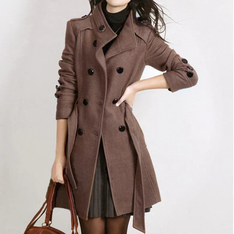 Stylish Women's Winter Coat with Belt - Sophie-Brown-M-Nora Luxe