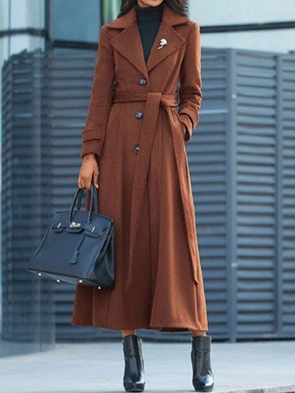 Stylish Wool Ladies' Coat - Elora-Brown-S-Nora Luxe
