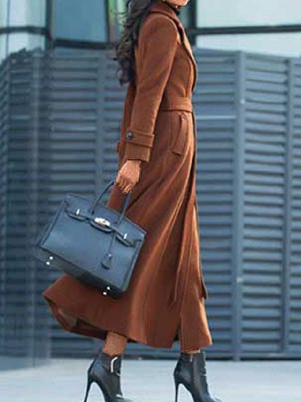 Stylish Wool Ladies' Coat - Elora-Brown-S-Nora Luxe