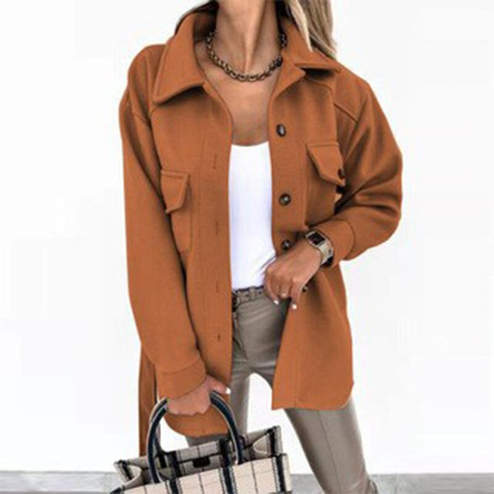 Stylish Wool-Look Jacket for Women - Sophie-Orange-S-Nora Luxe