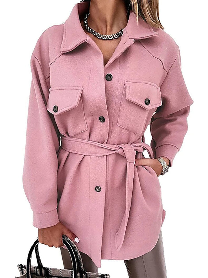 Stylish Wool-Look Jacket for Women - Sophie-Pink-S-Nora Luxe