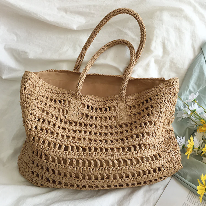Stylish Woven Handbag for Women - BreezeTote-Brown-Nora Luxe