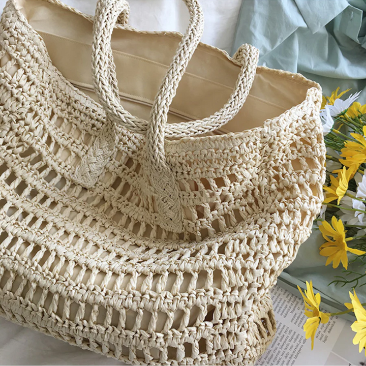 Stylish Woven Handbag for Women - BreezeTote-Brown-Nora Luxe