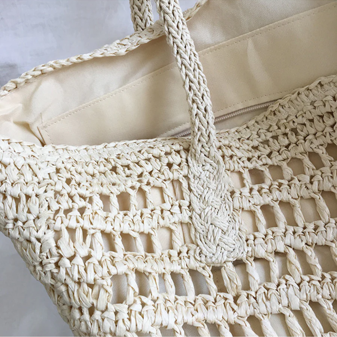 Stylish Woven Handbag for Women - BreezeTote-Brown-Nora Luxe