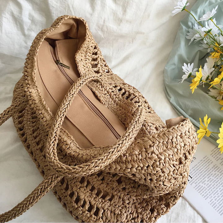 Stylish Woven Handbag for Women - BreezeTote-Brown-Nora Luxe