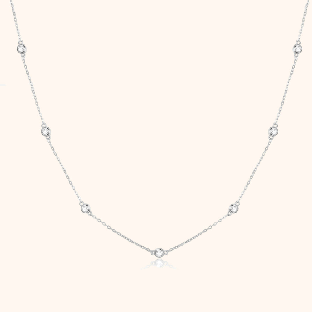 Stylish Zirconia Necklace - Elara-Silver-Nora Luxe